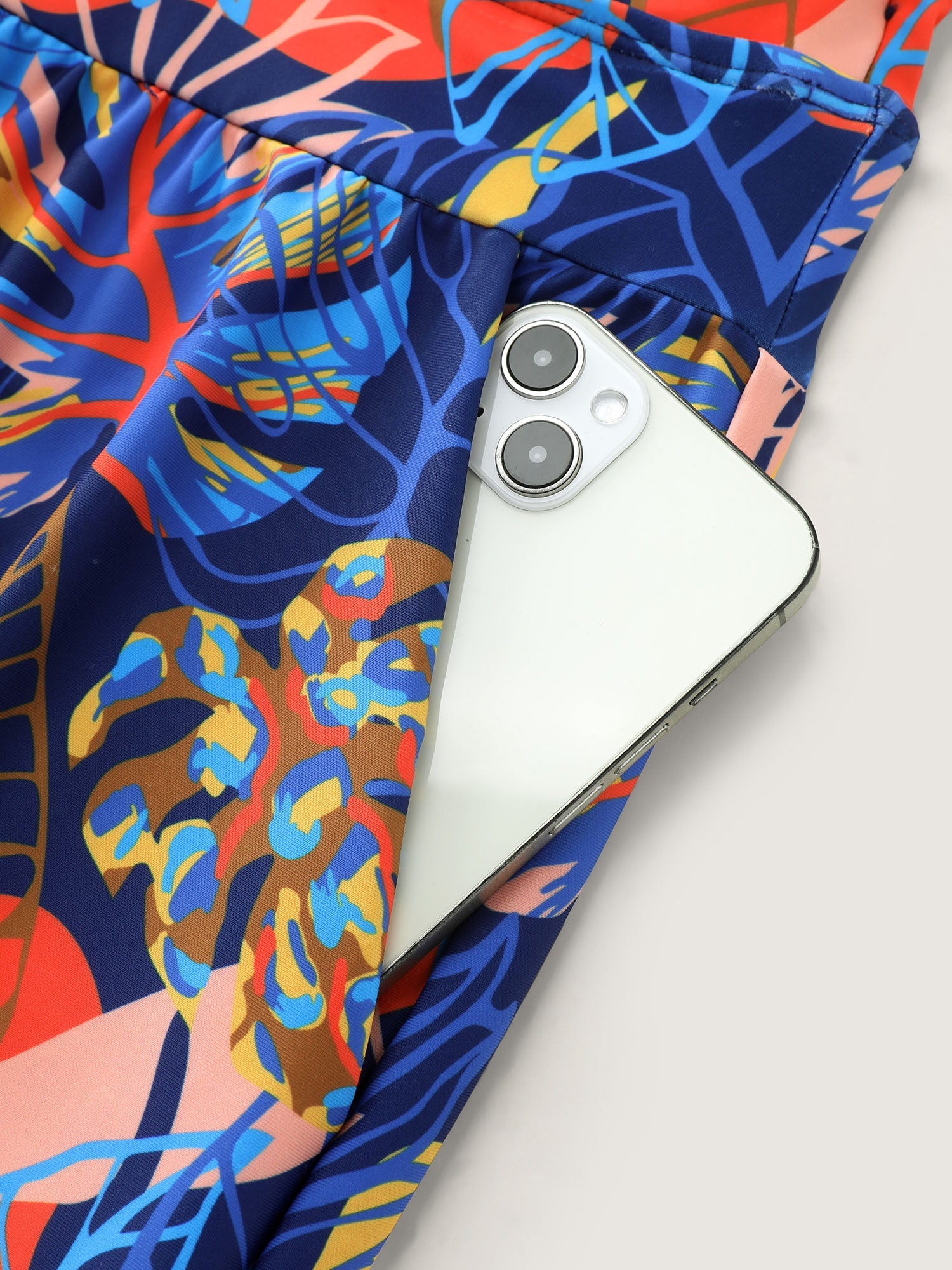 Tropical Print Pockets One-Piece Swimsuit