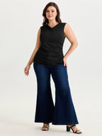 Stretchy Overlap Neckline Solid Tank Top