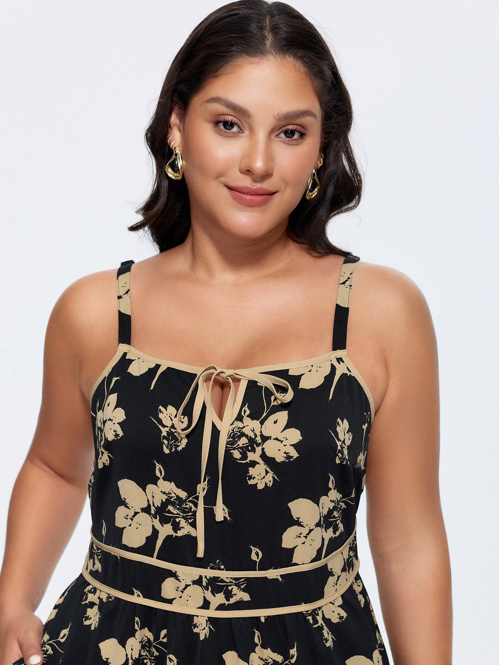 Floral Print Keyhole Neckline Maxi Dress