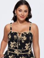 Floral Print Keyhole Neckline Maxi Dress