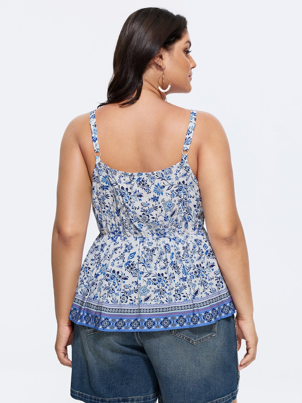 Floral Print Color Contrast Tank Top