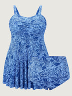 Paisley Print Twist Front Swim Dress