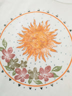Cotton Sunshine Floral Print Rhinestone T-Shirt