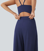 BreezefulTM Wide Leg Quick Dry Casual Slip Jumpsuit with Pockets-Easy Peezy Edition