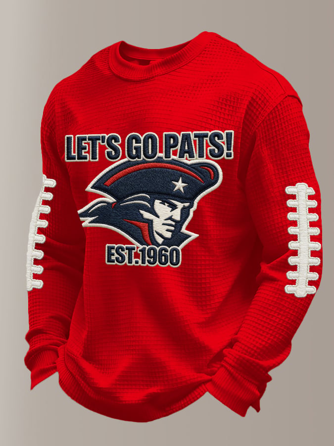 Men's Retro Football Print Casual Long-Sleeved Top