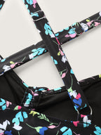 Colorful Floral Print Drawstring Swim Dress