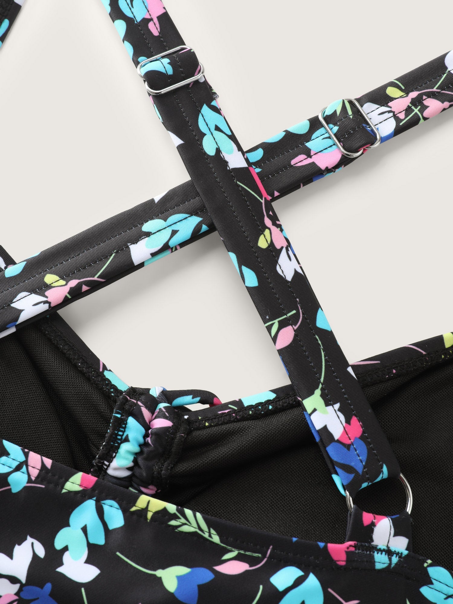 Colorful Floral Print Drawstring Swim Dress