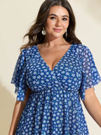 Colorful Sheer Floral Print Swim Dress