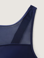 Adjustable Curvy Hem Spliced Swim Top