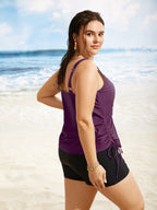 Island Print Drawstring Adjustable Swim Top