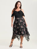 Floral Print Off-Shoulder Ruffled Midi Dress