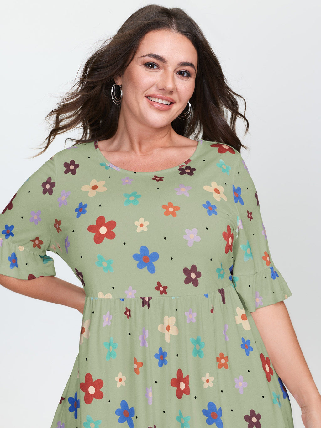 Floral Print Stretchy Knit Top