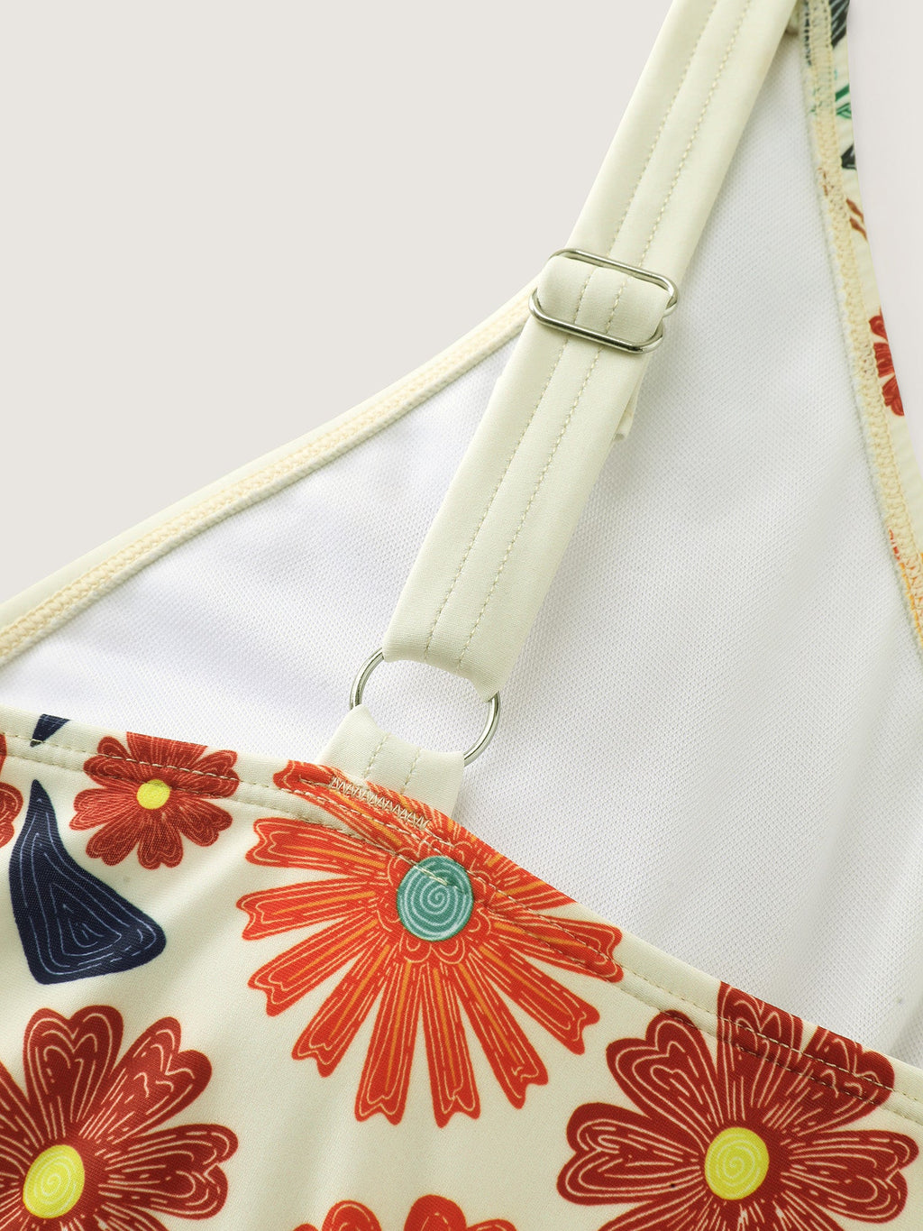 Floral Surplice Neckline Pockets Swim Dress