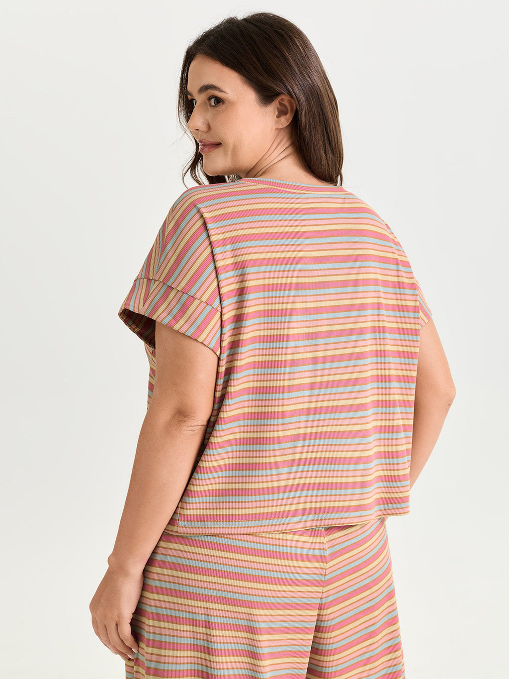Striped Print Relaxed-Fit T-Shirt