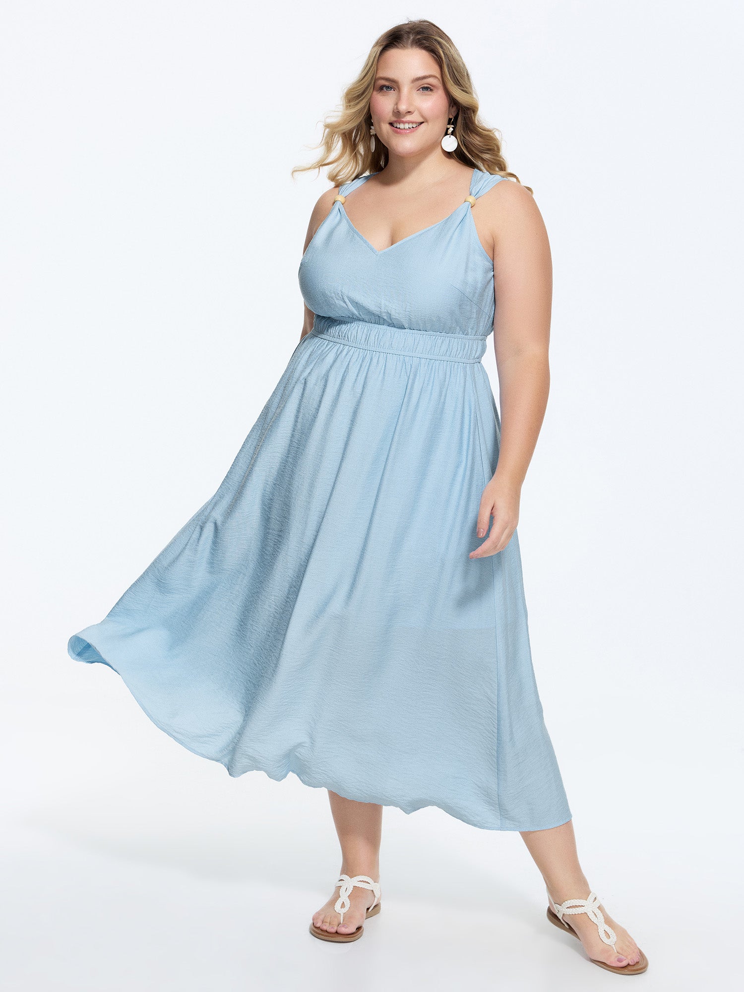 Breathable Waist-Defining Cami Midi Dress