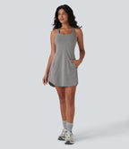 Cut Out Pocket 2-Piece Mini Yoga Active Dress