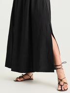 Breathable Boho Embroidered Waistband Maxi Dress