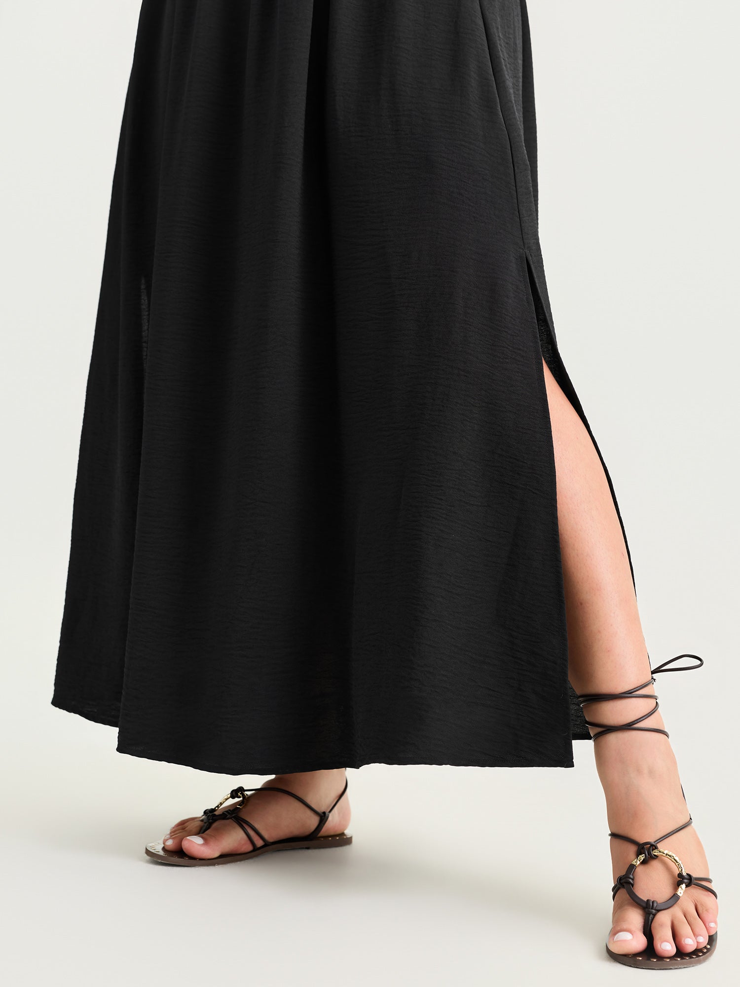 Breathable Boho Embroidered Waistband Maxi Dress