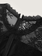 Sheer Lace Neckline Sweetheart Midi Dress