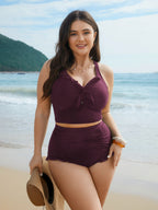 Bust Knot-Tie Ruffle Trim Supportive Bikini Top