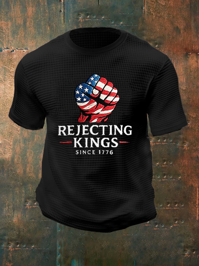 🔥Buy 3 Get 15% Off🔥Men's “Rejecting Kings Since 1776” Waffle T-Shirt