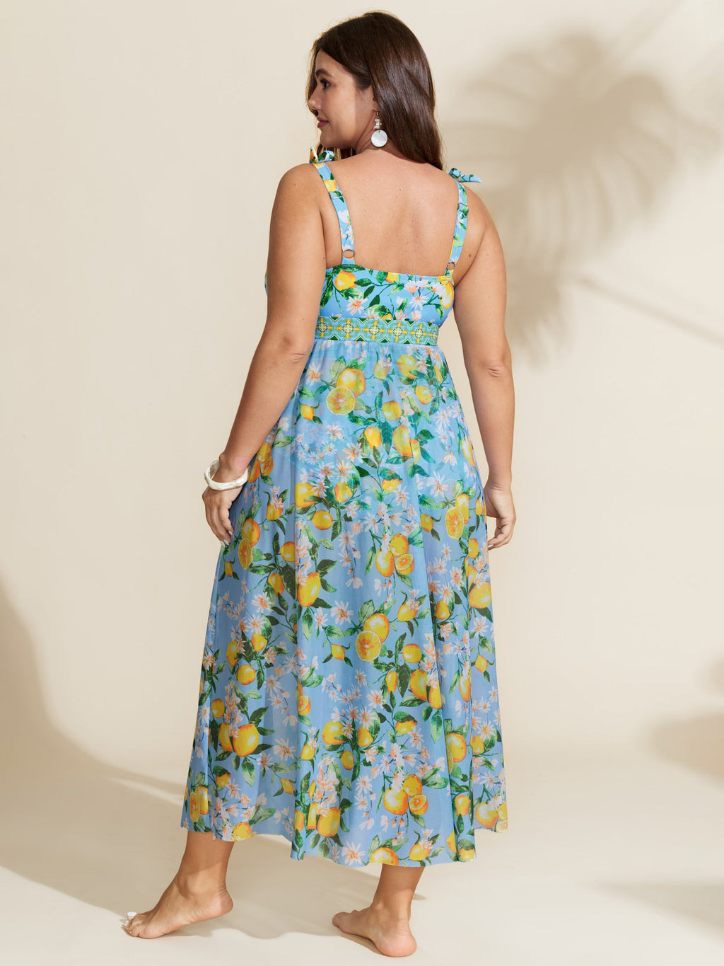 Two-Piece Citrus Print Sarong Swimsuit