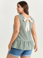 Supersoft Check Print Open Back Blouse
