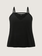 Cotton Stretchy Cut-Out Neckline Tank Top
