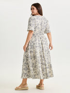 Textured Shirred Cinched Waist Maxi Dress
