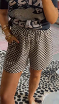 Ladies' Drawstring Plaid Casual Shorts