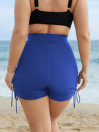 Ruched Adjustable Drawstring Pocket Slim Swim Shorts