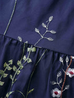 U Neck Floral Embroidered Mesh Cami Dress