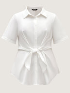 Knotted Front Asymmetrical Hem Blouse