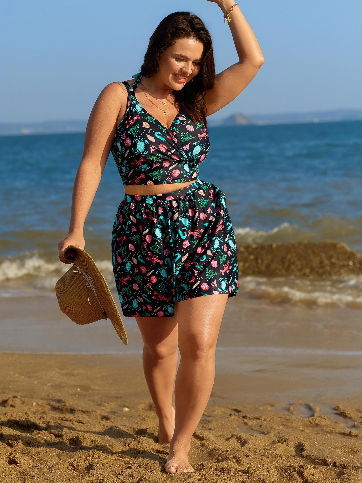 Ocean Print Pockets Swim Shorts