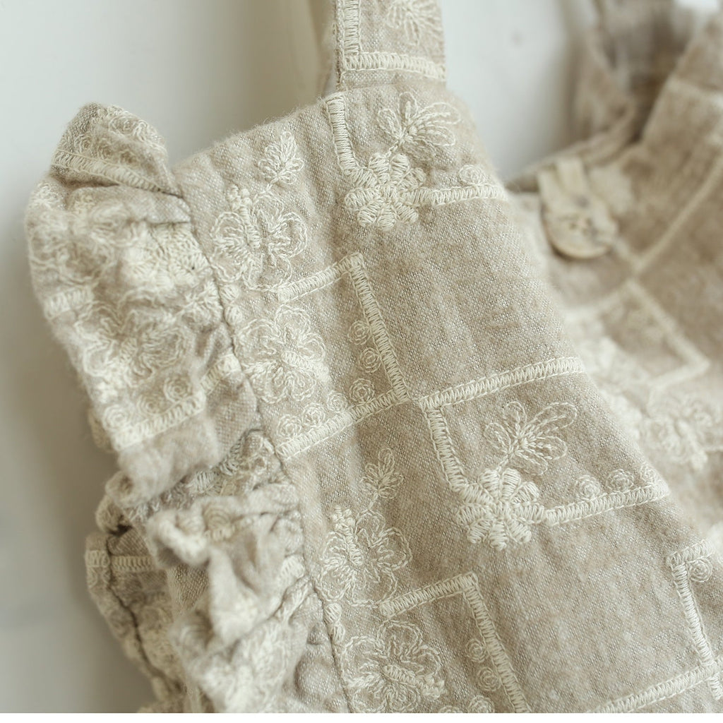 Linen Lace Frilled Embroidered Bag