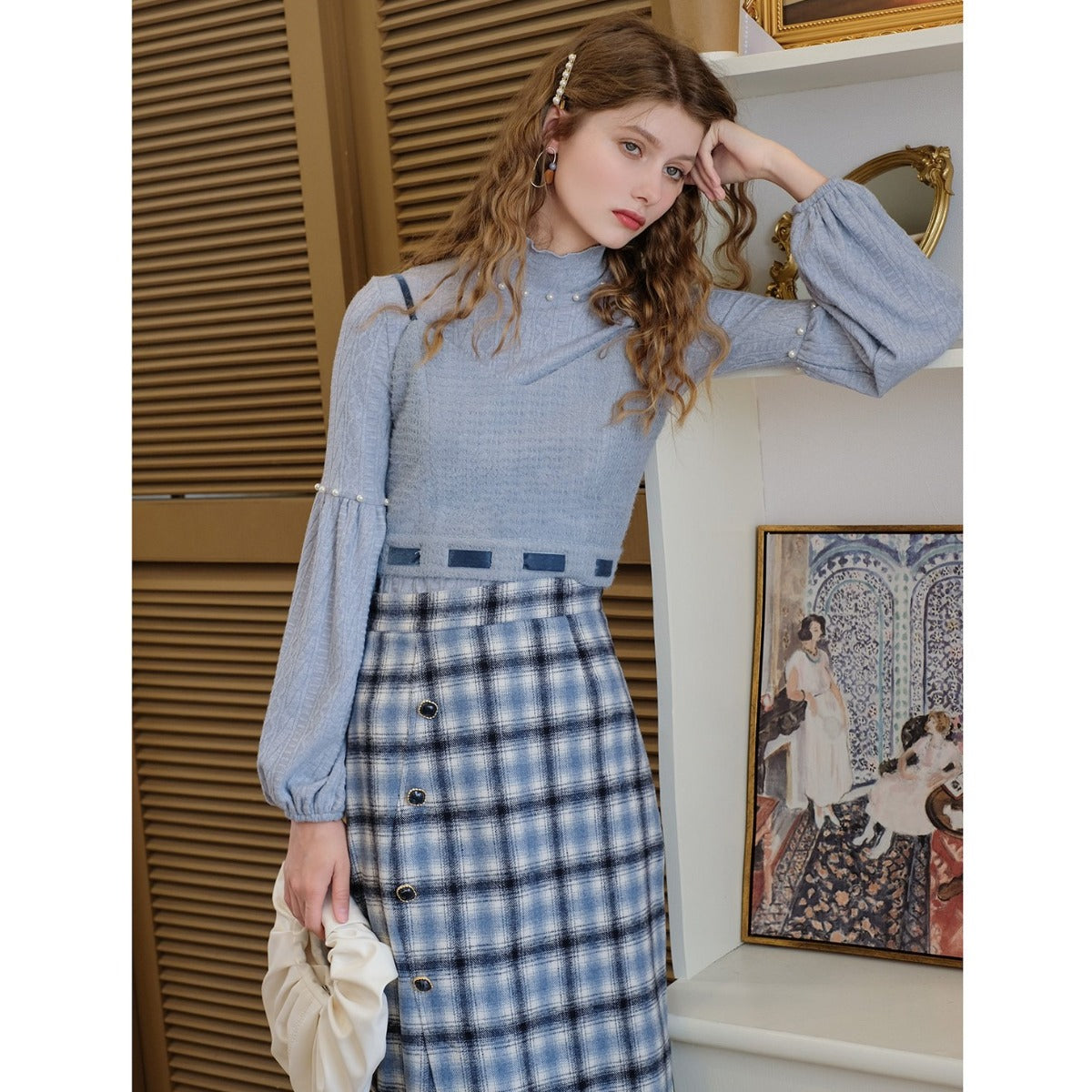 Retro Bishop Sleeve Knitted Top