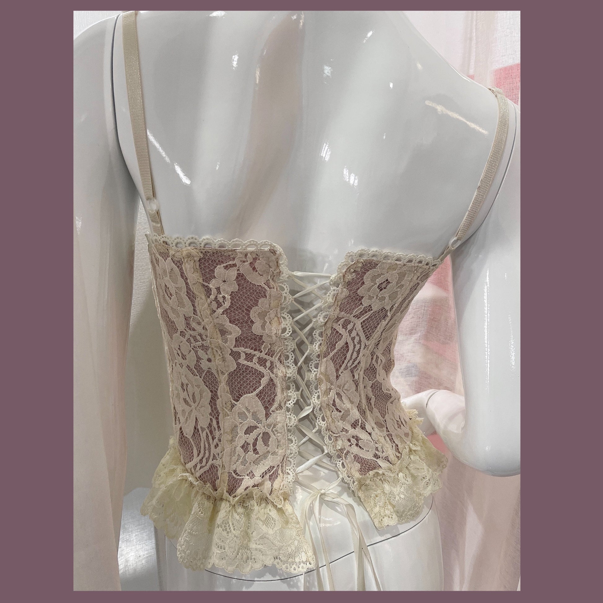 Vintage Lace Lace Up Corset Cami Top