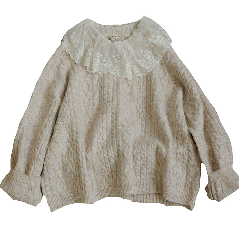 Big Cute Lace Collar Sweater