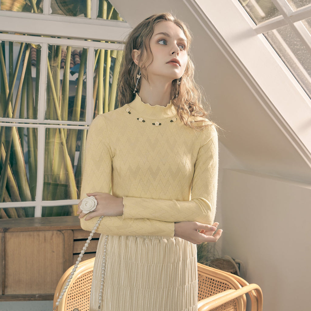 Vintage Romantic Rose Knitted Top