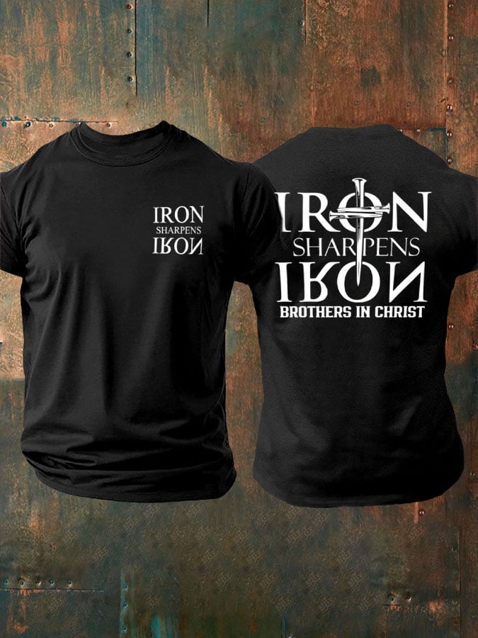 Men's Iron Sharpen Iron Printed Christian T-shirt