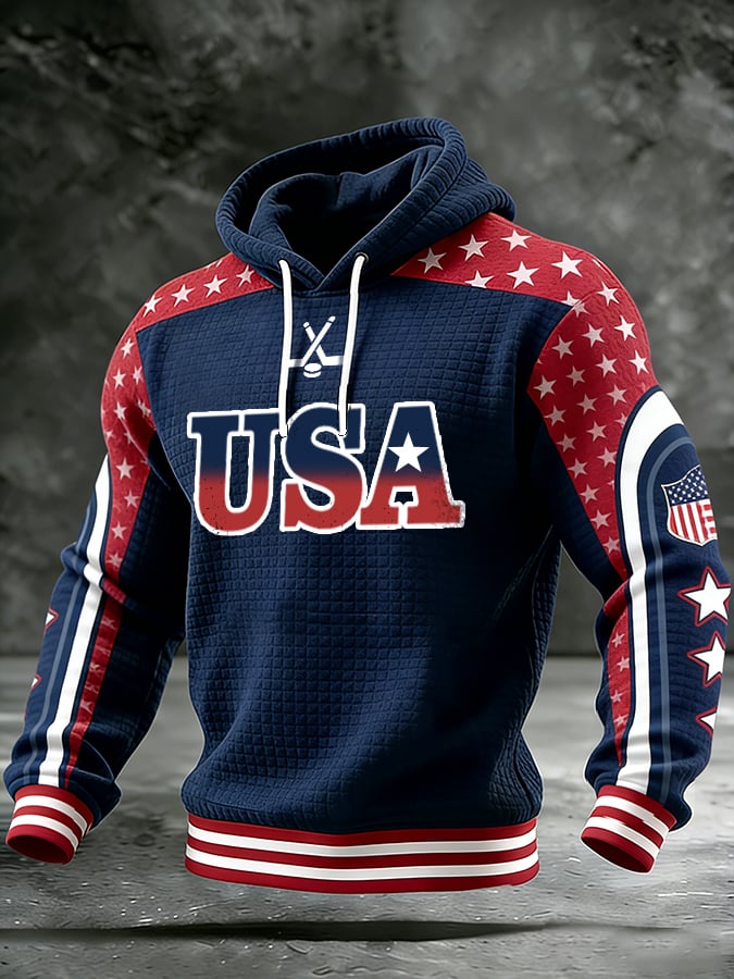 Men's Hockey Pattern Print Hoodie