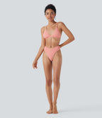 V-Shaped Low Rise Gingham High Leg Cheeky Bikini Bottom Swimsuit