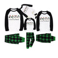 Black Raglan Top Green Plaid Christmas Pajamas Set With Penguin Print