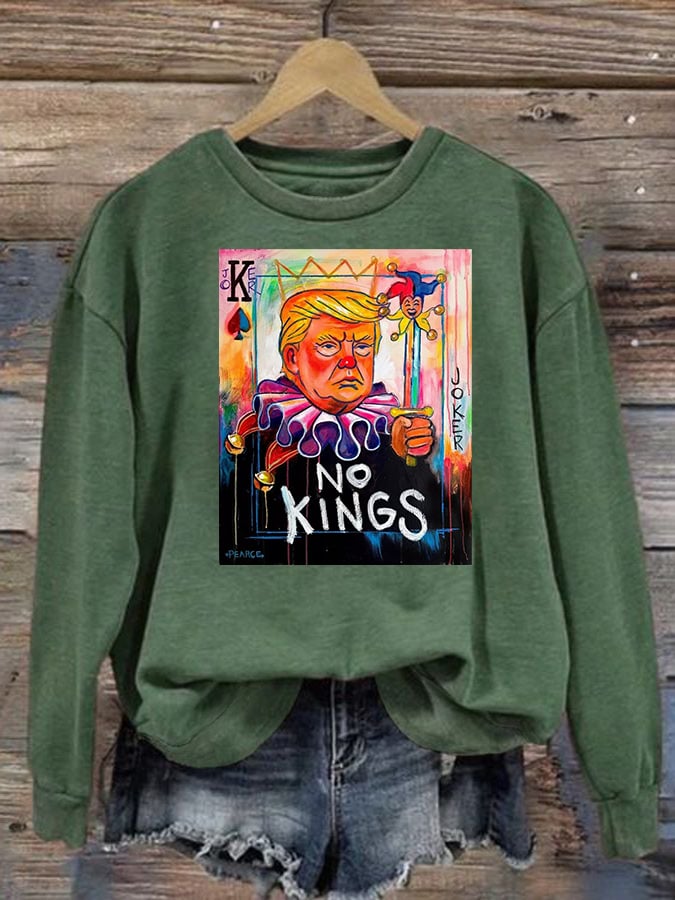 Women's   No Kings In America Print Casual  Sweatshirt