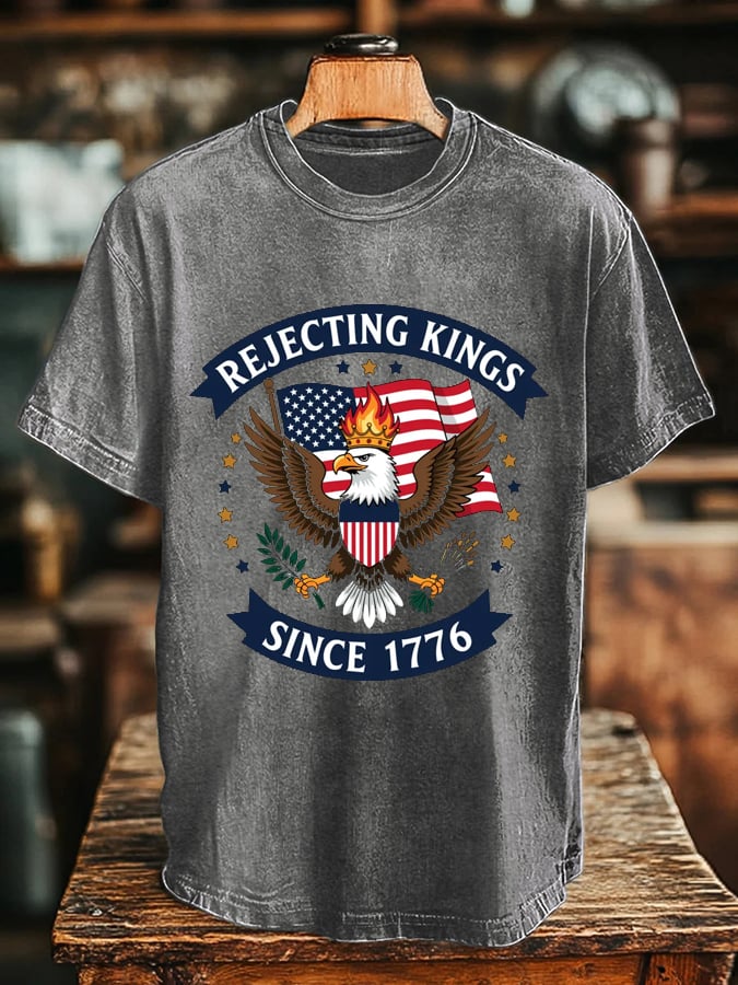 🔥Buy 3 Get 15% Off🔥Men's “Rejecting Kings Since 1776” Print T-Shirt