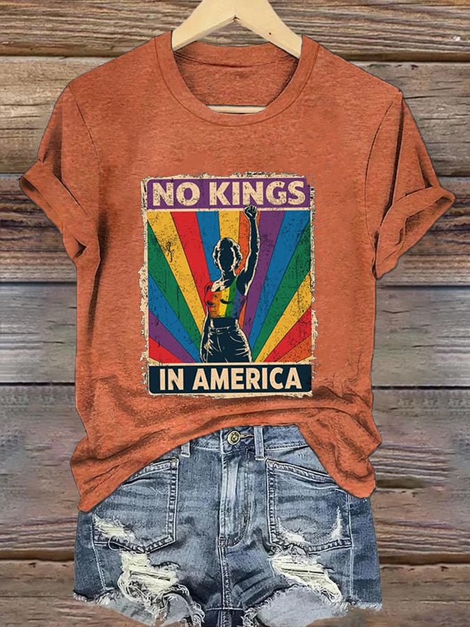 🔥Buy 3 Get 15% Off🔥Women's No Kings In America Print Caasual T-shirt