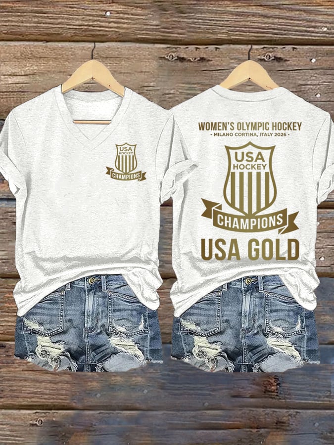 Women's Ice Hockey Print Casual T-Shirt