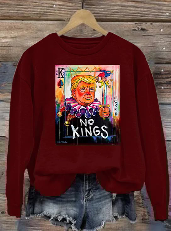Women's   No Kings In America Print Casual  Sweatshirt