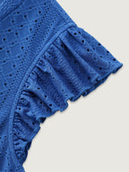 Textured Ruffled Hem V-Neck Knit Top