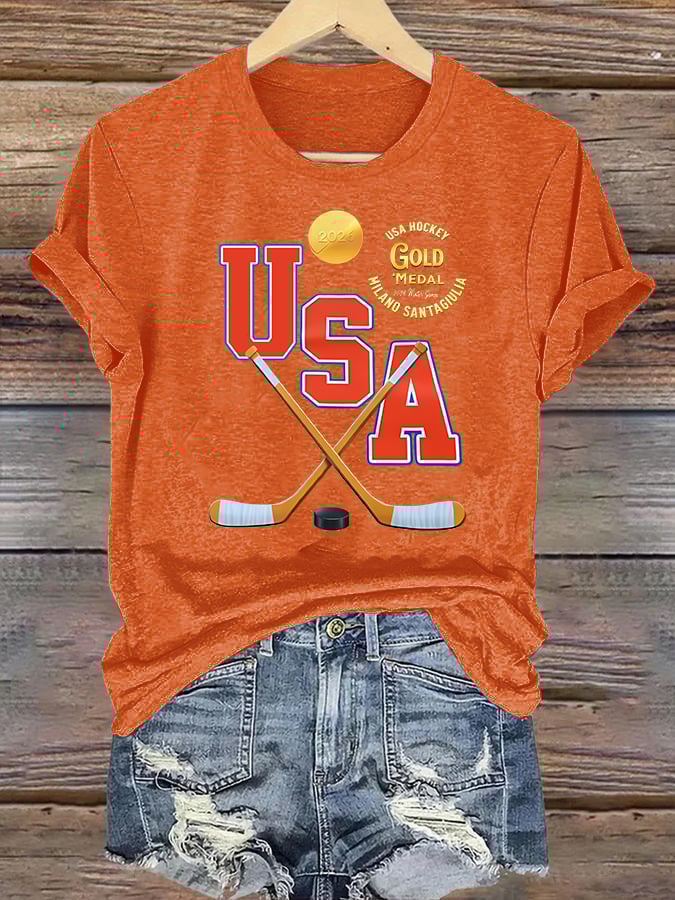 Women's  USA  Funny  Print T-Shirt